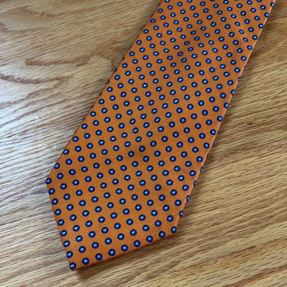 Chaps Orange and Blue Polka Dot Tie